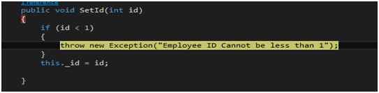 enters the exception
